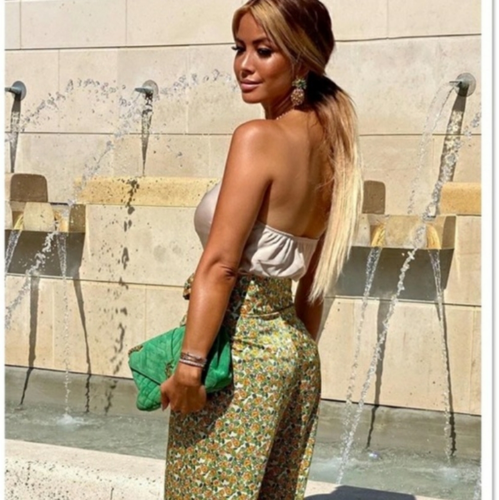 ZARA floral wide leg pants With tie NWT - Picture 9 of 16